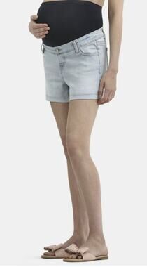Time and Tru Women XXL Maternity Roll Cuff Shorts light Wash belly support band